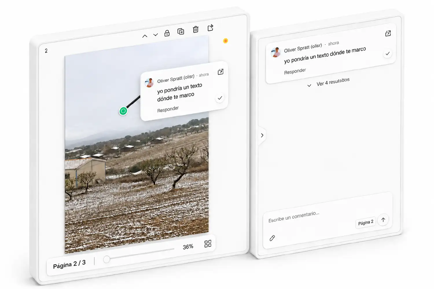 Comments anchored to the asset's frame in Polimake
