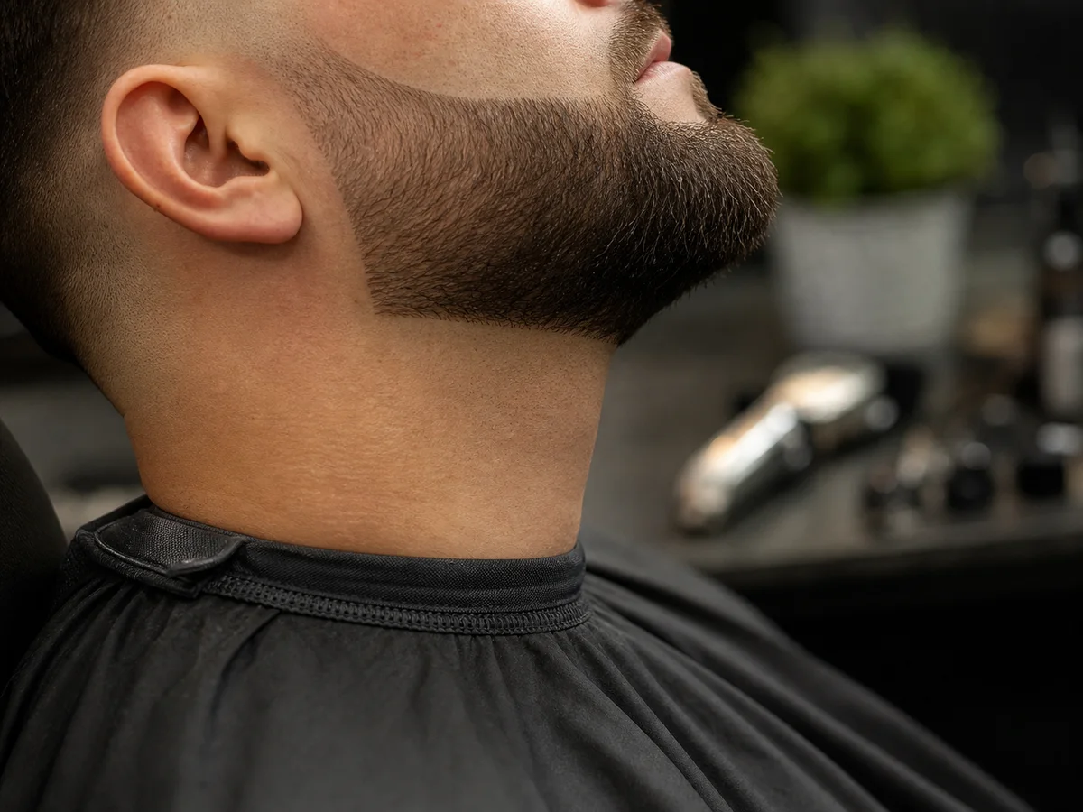 Perfil de barba y línea de cuello como referencia de barbería