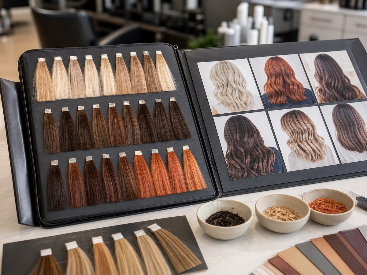 Referencias de coloración y tonos de cabello organizadas