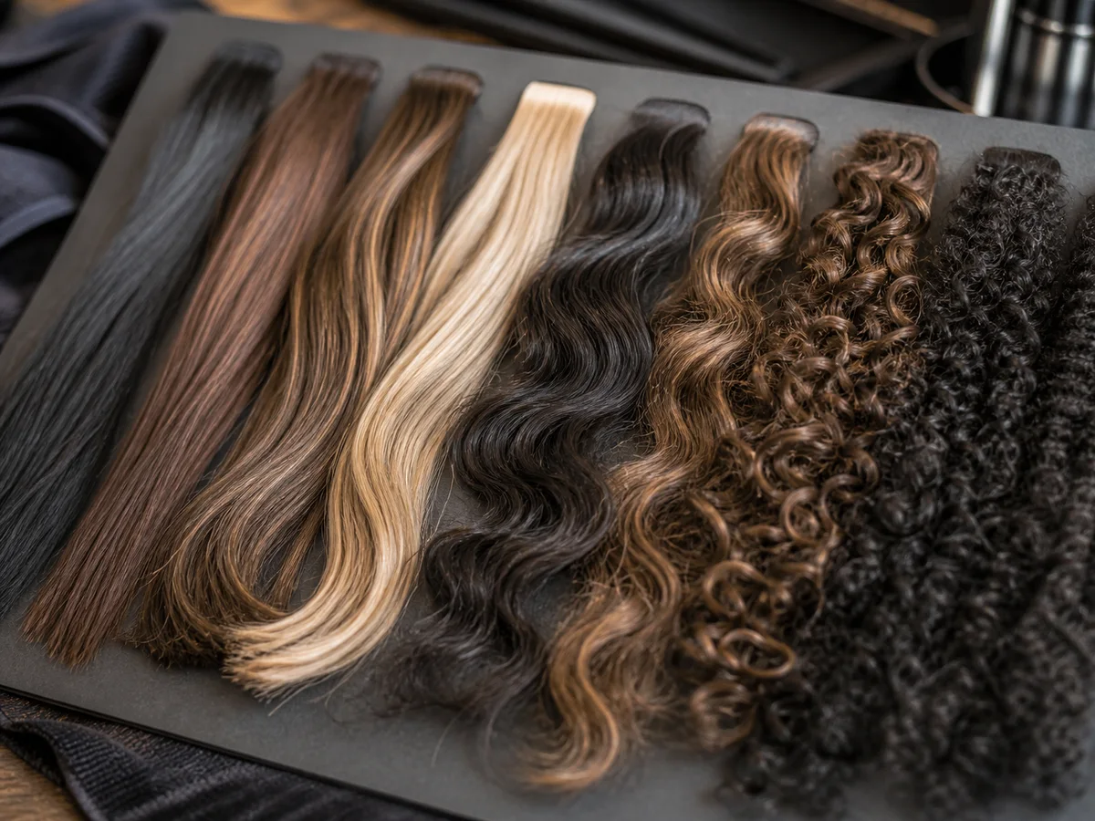Texturas de cabello organizadas como referencia visual